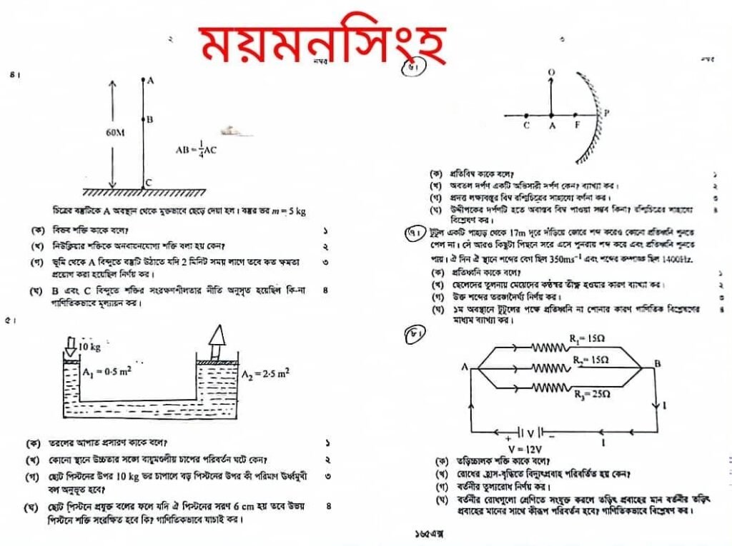 SSC Physics Question 2023 Mymensingh Board