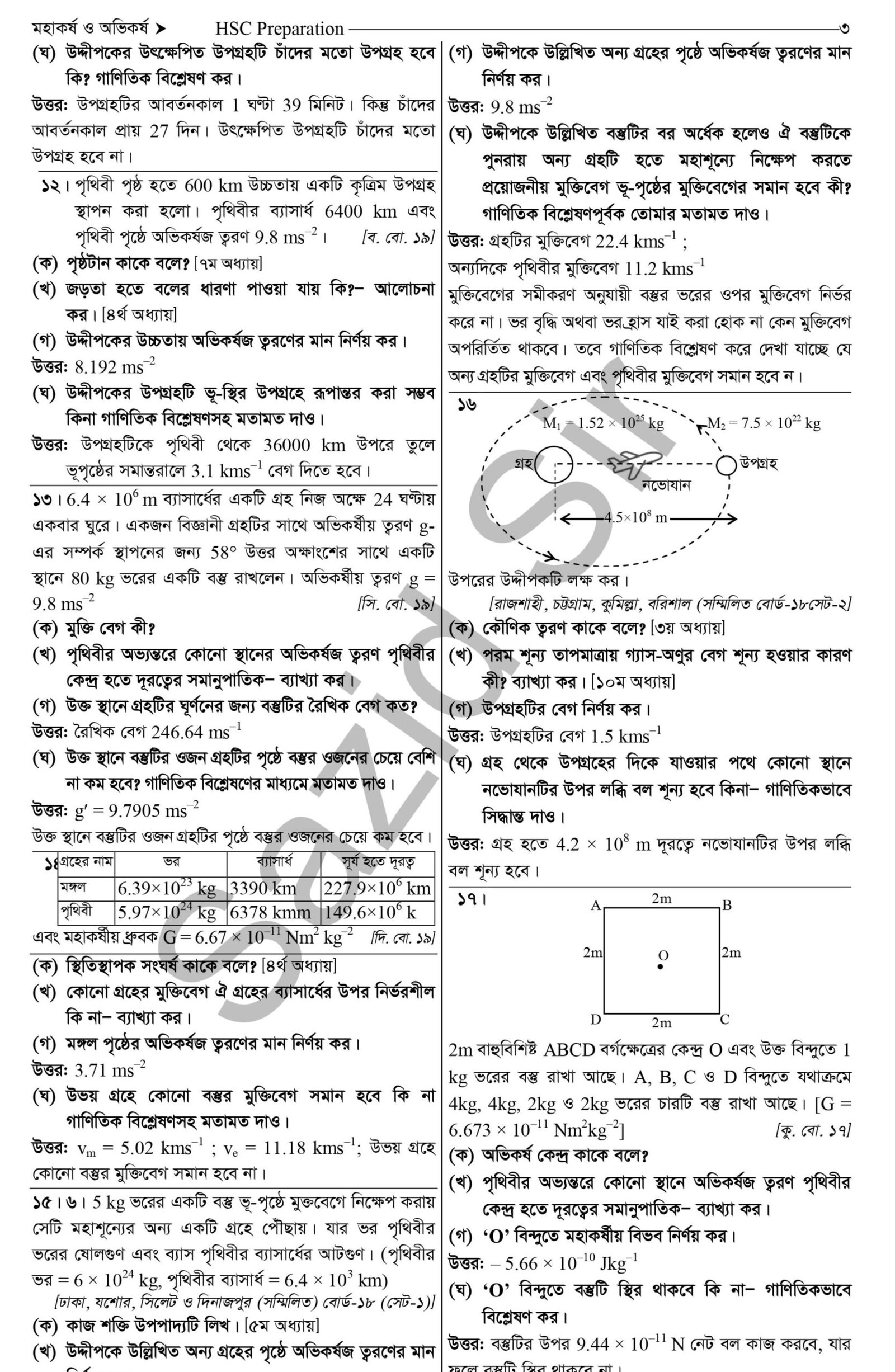hsc physics first paper chapter 6 মহাকর্ষ ও অভিকর্ষ