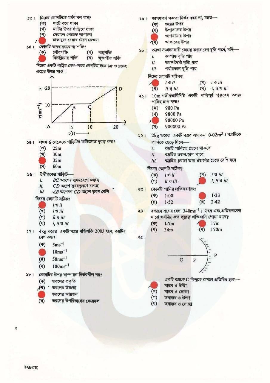 SSC 2025 Physics MCQ Solution Rajshahi Board