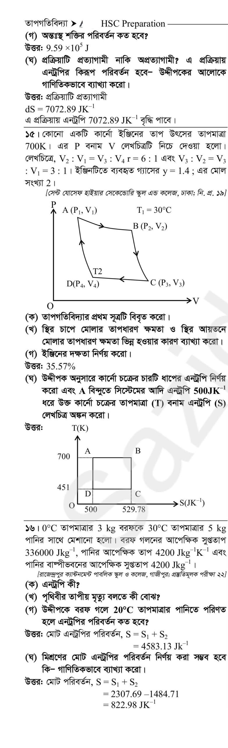 তাপগতিবিদ্যা সৃজনশীল প্রশ্ন